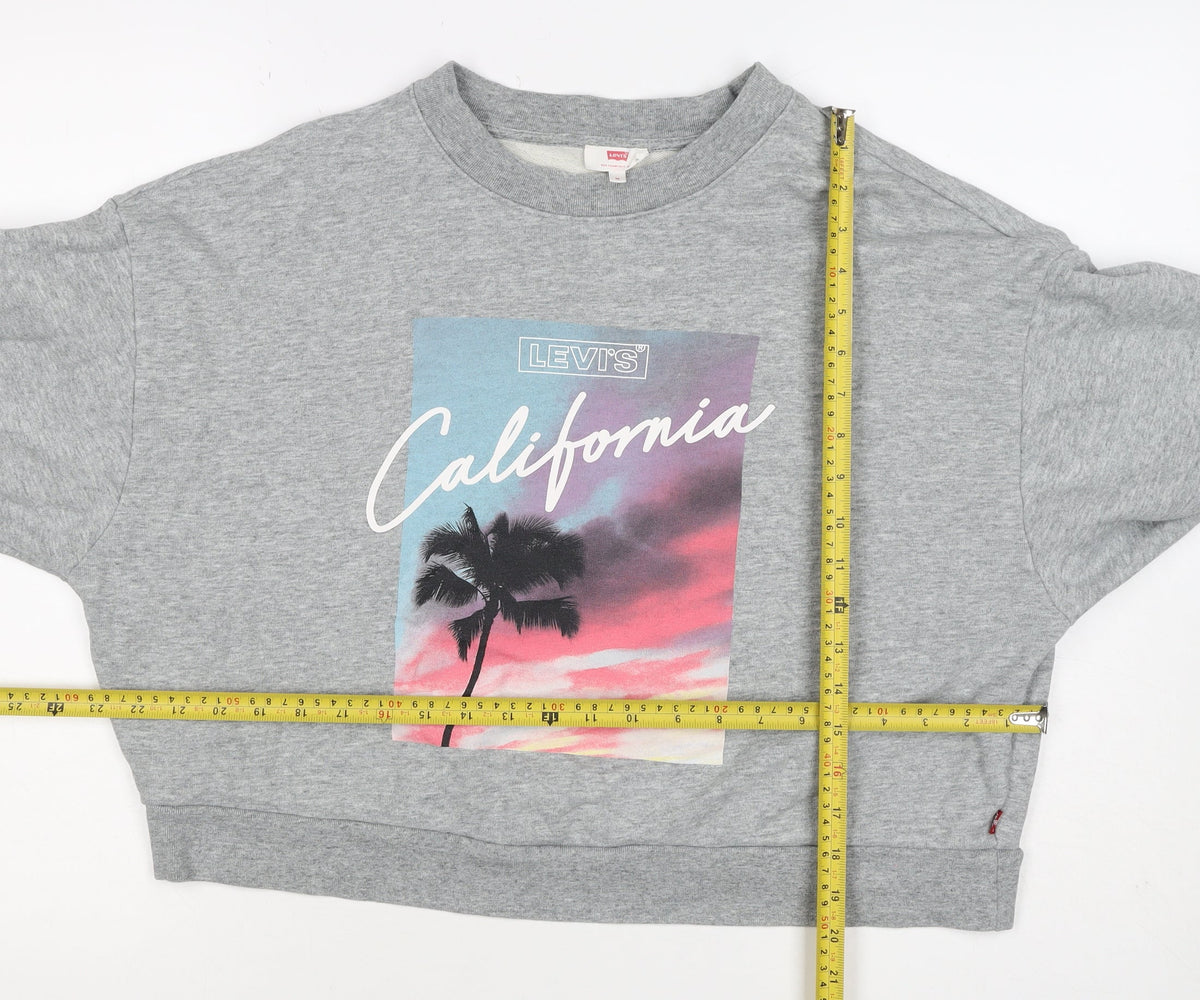 Levi's Women Grey M California Palm Graphic Crew Sweatshirt