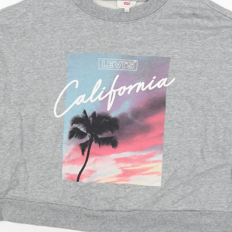 Levi's Women Grey M California Palm Graphic Crew Sweatshirt