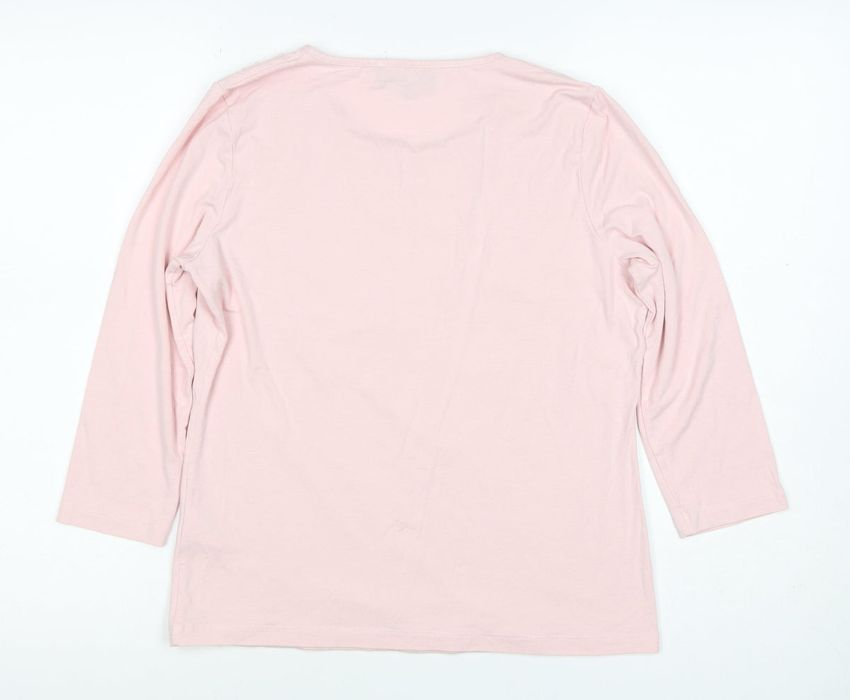 Viyella Women’s Pink M Jersey Sequin Scoop Neck Long Sleeve T-Shirt