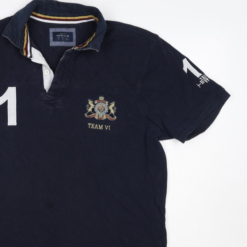 Additional view of Howick Men Blue L Cotton Team VI Number 1 Short Sleeve Polo Shirt
