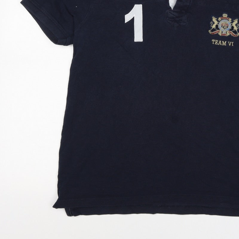 Additional view of Howick Men Blue L Cotton Team VI Number 1 Short Sleeve Polo Shirt