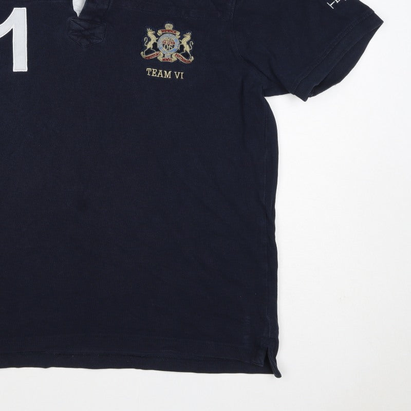 Additional view of Howick Men Blue L Cotton Team VI Number 1 Short Sleeve Polo Shirt