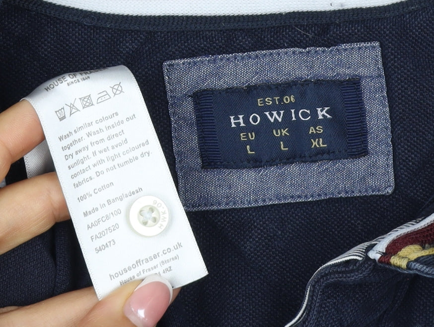 Additional view of Howick Men Blue L Cotton Team VI Number 1 Short Sleeve Polo Shirt