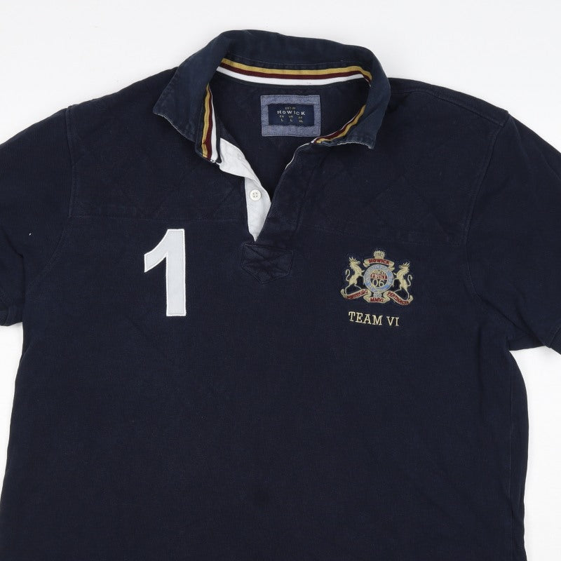 Additional view of Howick Men Blue L Cotton Team VI Number 1 Short Sleeve Polo Shirt