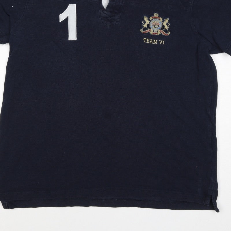 Additional view of Howick Men Blue L Cotton Team VI Number 1 Short Sleeve Polo Shirt