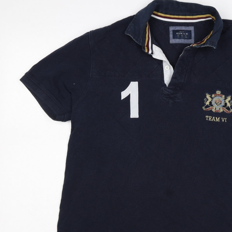 Additional view of Howick Men Blue L Cotton Team VI Number 1 Short Sleeve Polo Shirt