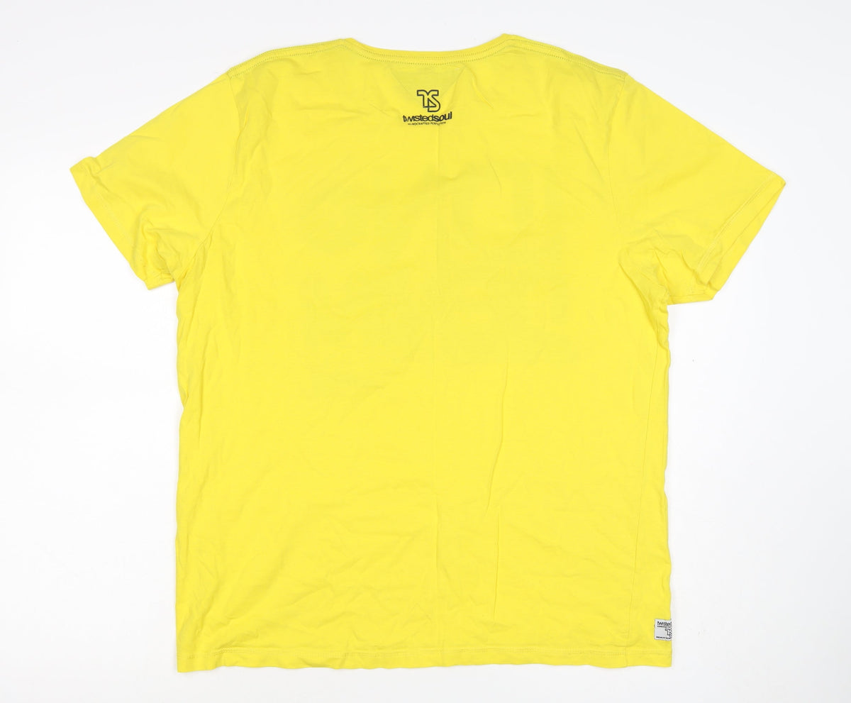 Twisted Soul Men's Yellow XL London Denim Graphic Print Crew Neck T-Shirt