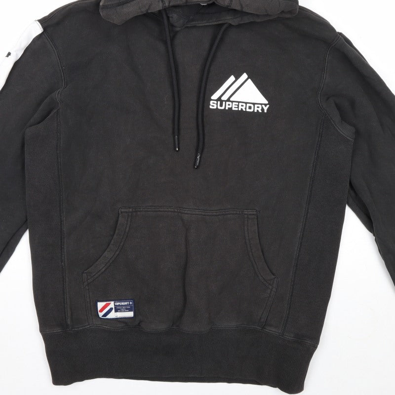 Superdry Men’s Black S Pullover Hoodie Logo Graphic Sports Fleece