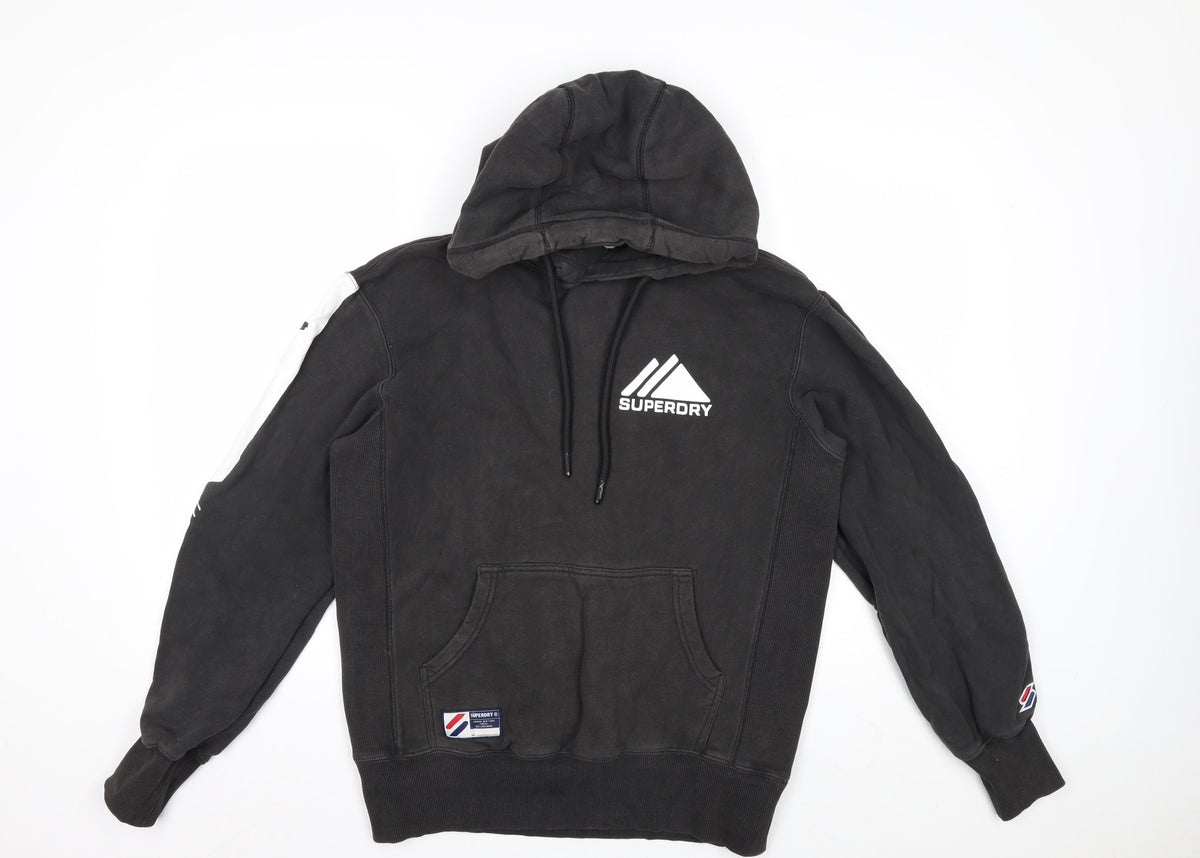 Superdry Men’s Black S Pullover Hoodie Logo Graphic Sports Fleece