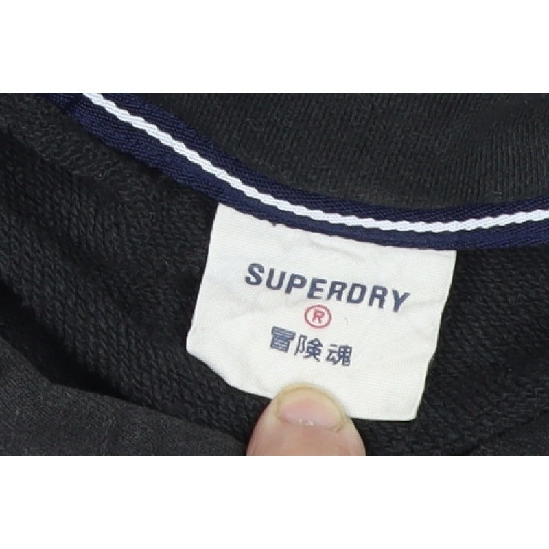Superdry Men’s Black S Pullover Hoodie Logo Graphic Sports Fleece