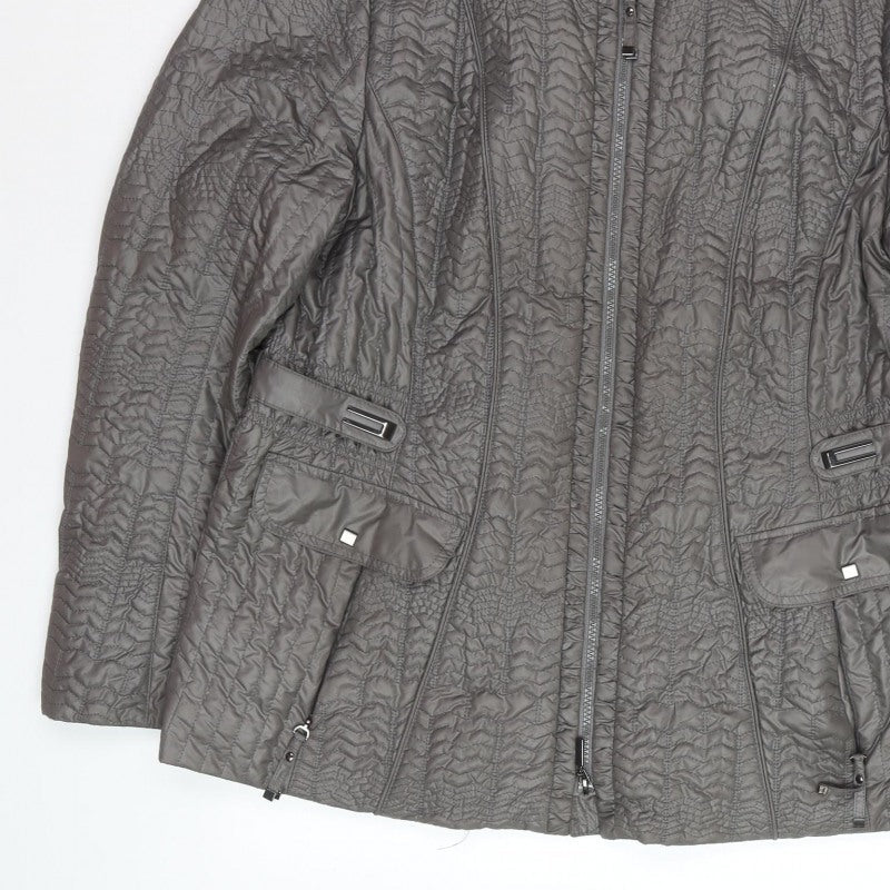 Gerry Weber Women Grey UK 16 Quilted Puffer Jacket Full Zip