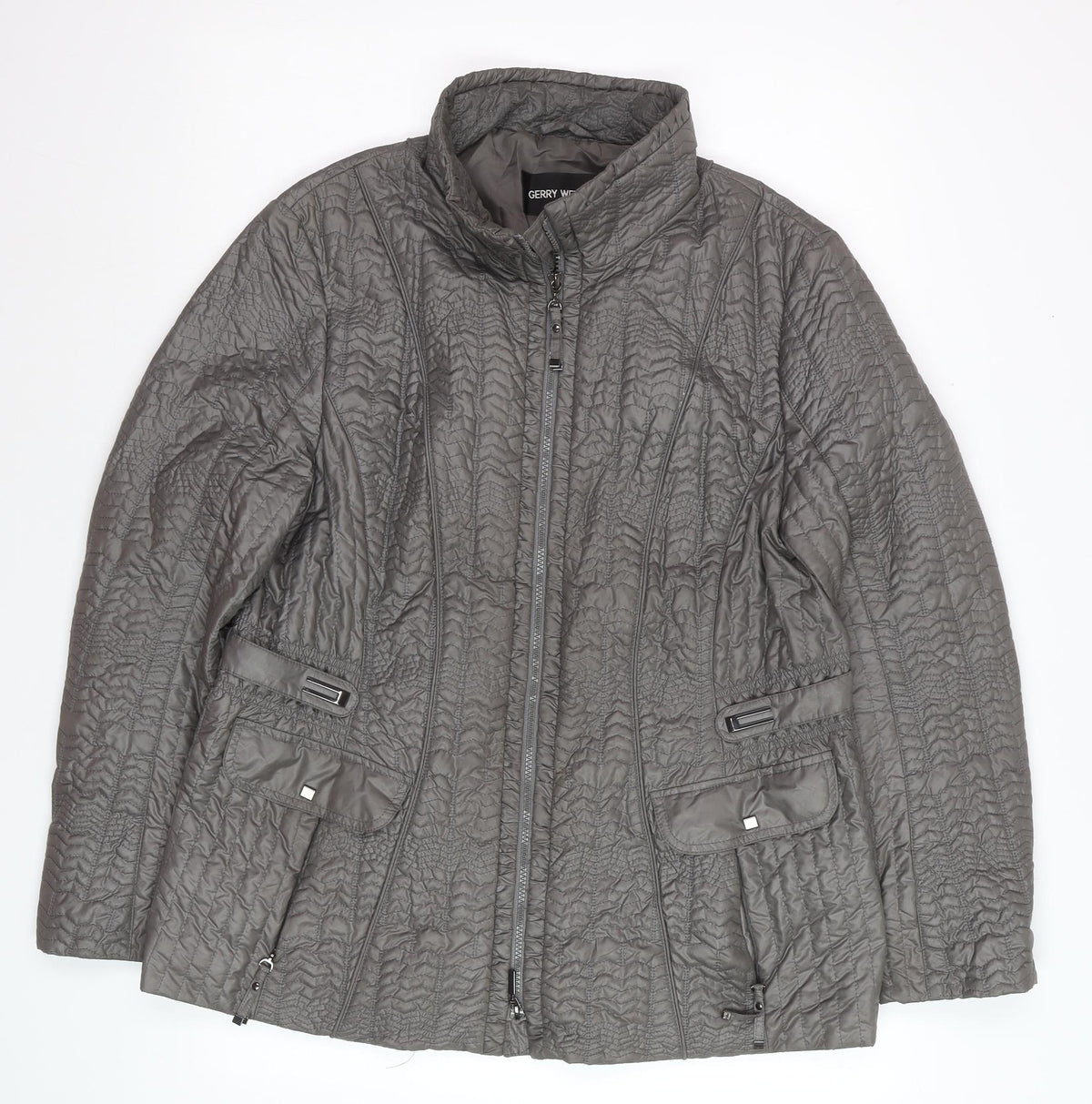 Gerry Weber Women Grey UK 16 Quilted Puffer Jacket Full Zip