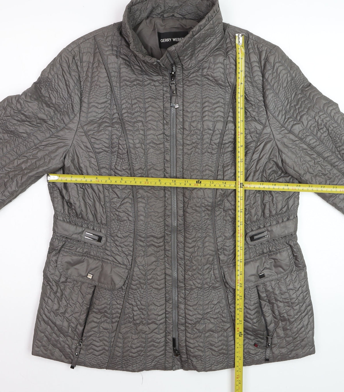 Gerry Weber Women Grey UK 16 Quilted Puffer Jacket Full Zip
