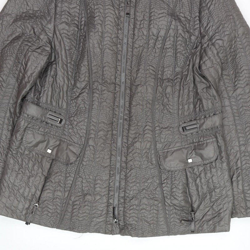 Gerry Weber Women Grey UK 16 Quilted Puffer Jacket Full Zip