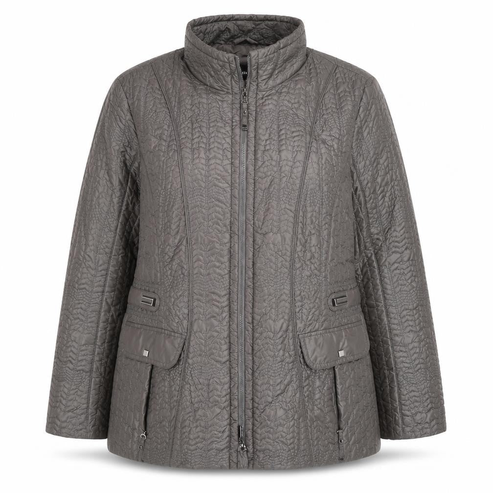 Gerry Weber Women Grey UK 16 Quilted Puffer Jacket Full Zip