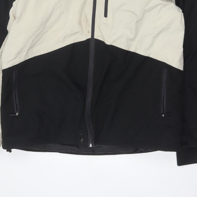 Crane Men’s Black Ivory XL Hooded Padded Ski Jacket Full Zip
