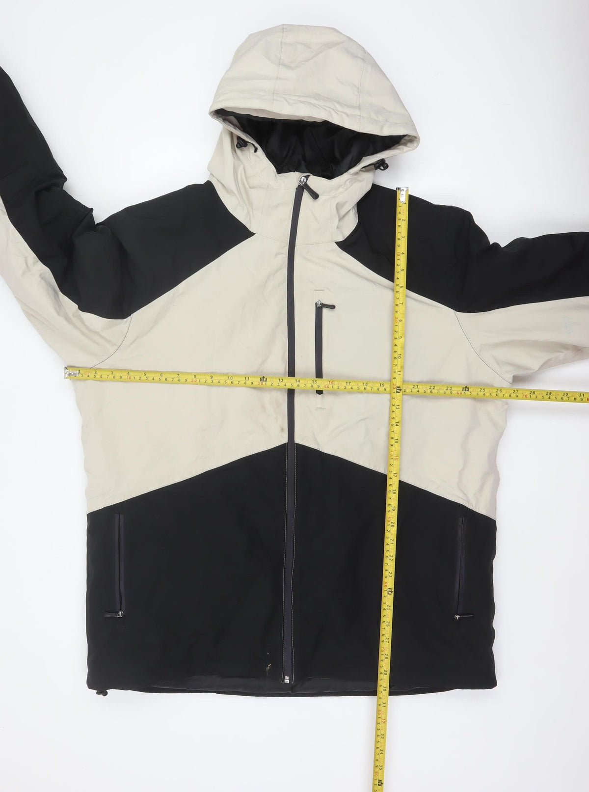 Crane Men’s Black Ivory XL Hooded Padded Ski Jacket Full Zip