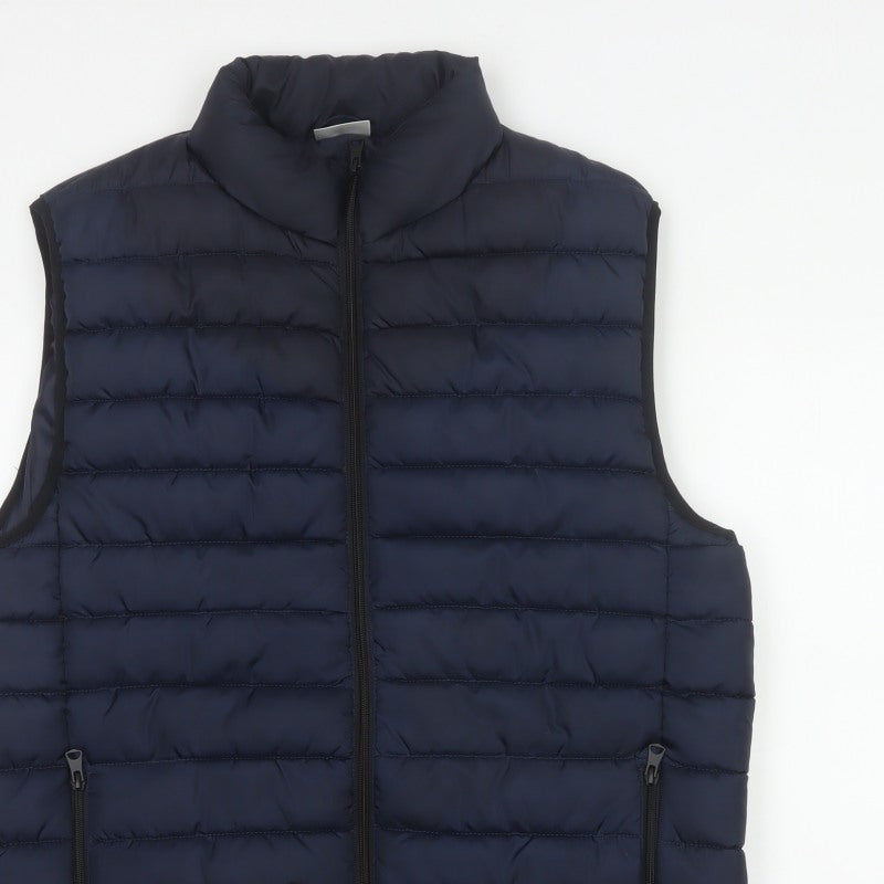 Alpha One Men’s Blue XL Quilted Puffer Bodywarmer Gilet Zip