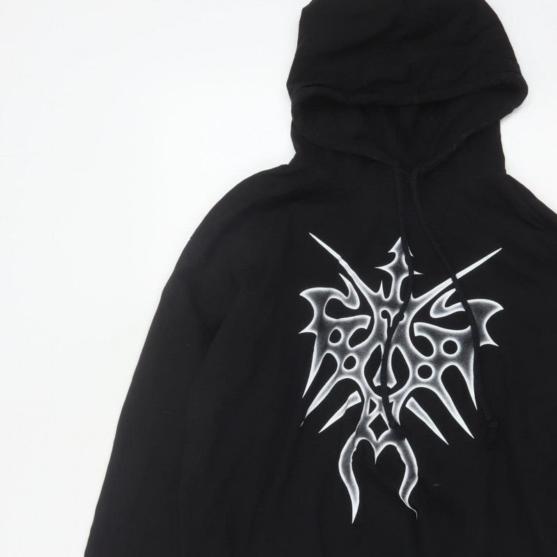 Made in Hell Men’s Black XL Pullover Hoodie Gothic Tribal Graphic Print
