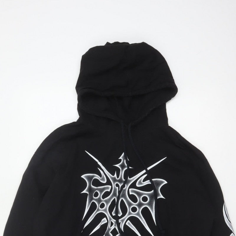Made in Hell Men’s Black XL Pullover Hoodie Gothic Tribal Graphic Print