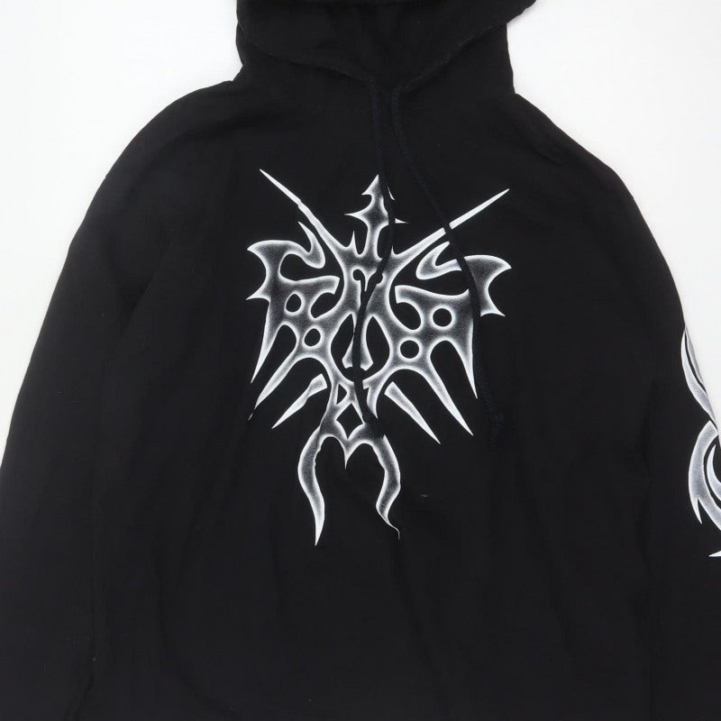 Made in Hell Men’s Black XL Pullover Hoodie Gothic Tribal Graphic Print