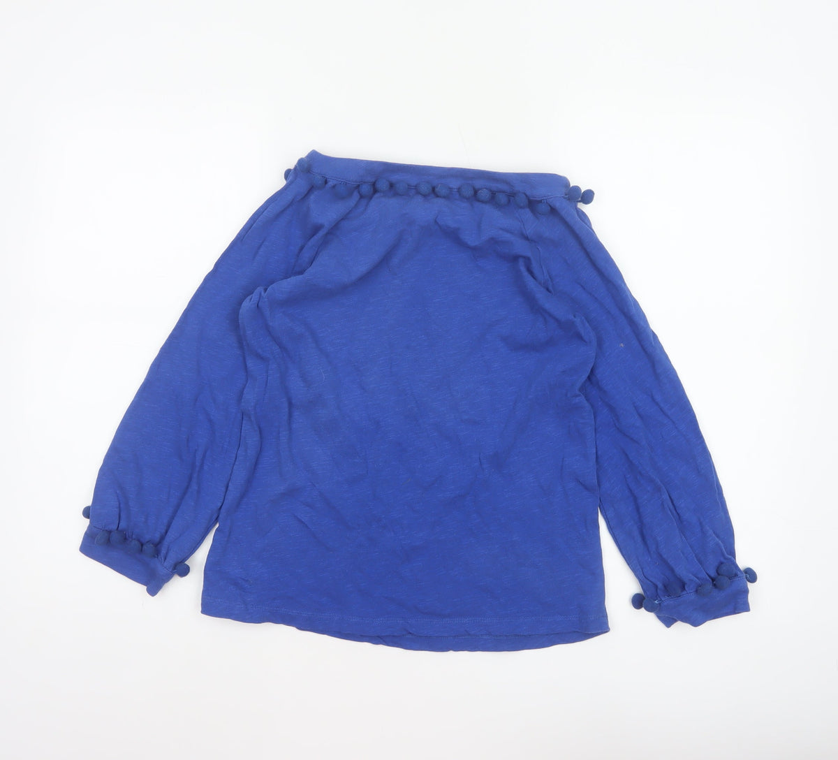 Boden Women Blue UK 6 Pom Pom Balloon Sleeve Jersey Blouse