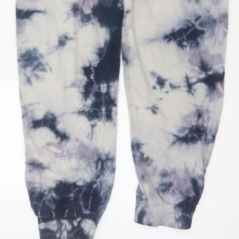 Noisy May Women Grey Tie Dye Cotton Jogger Trousers XS