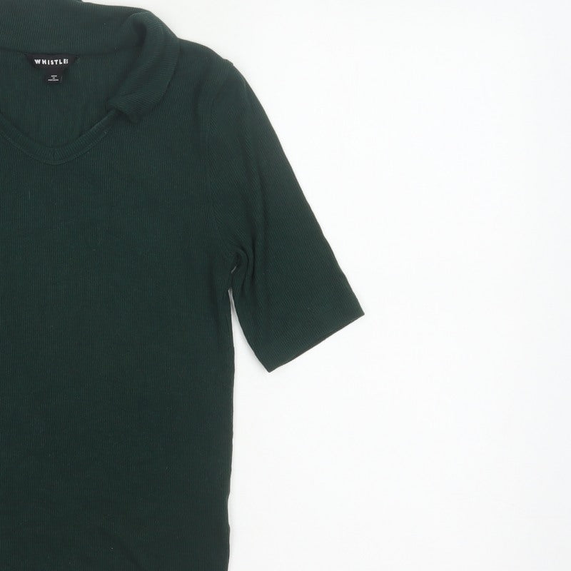 Whistles Women Green UK 8 Roll Neck Jersey Tunic Top Stretch