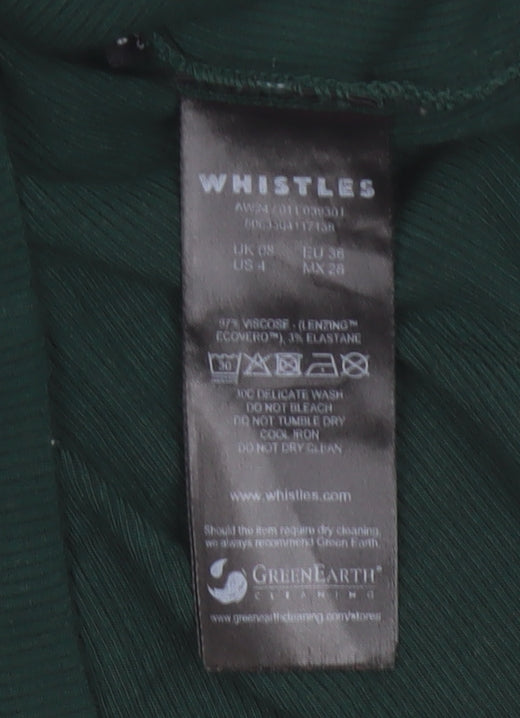 Whistles Women Green UK 8 Roll Neck Jersey Tunic Top Stretch