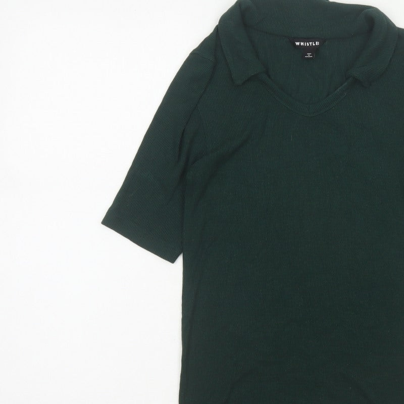 Whistles Women Green UK 8 Roll Neck Jersey Tunic Top Stretch