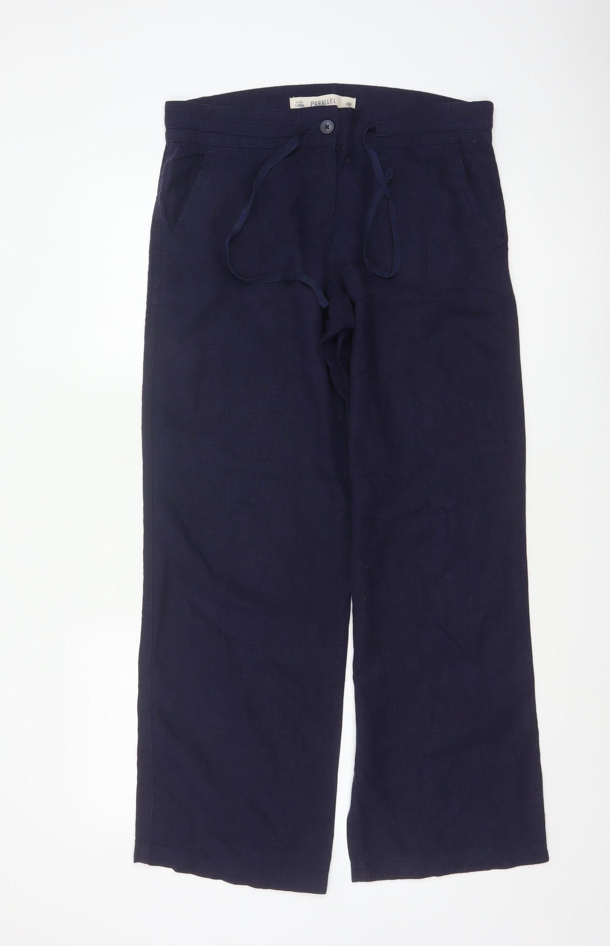 Next Parallel Women’s Blue Linen Wide-Leg Trousers UK 10 Regular