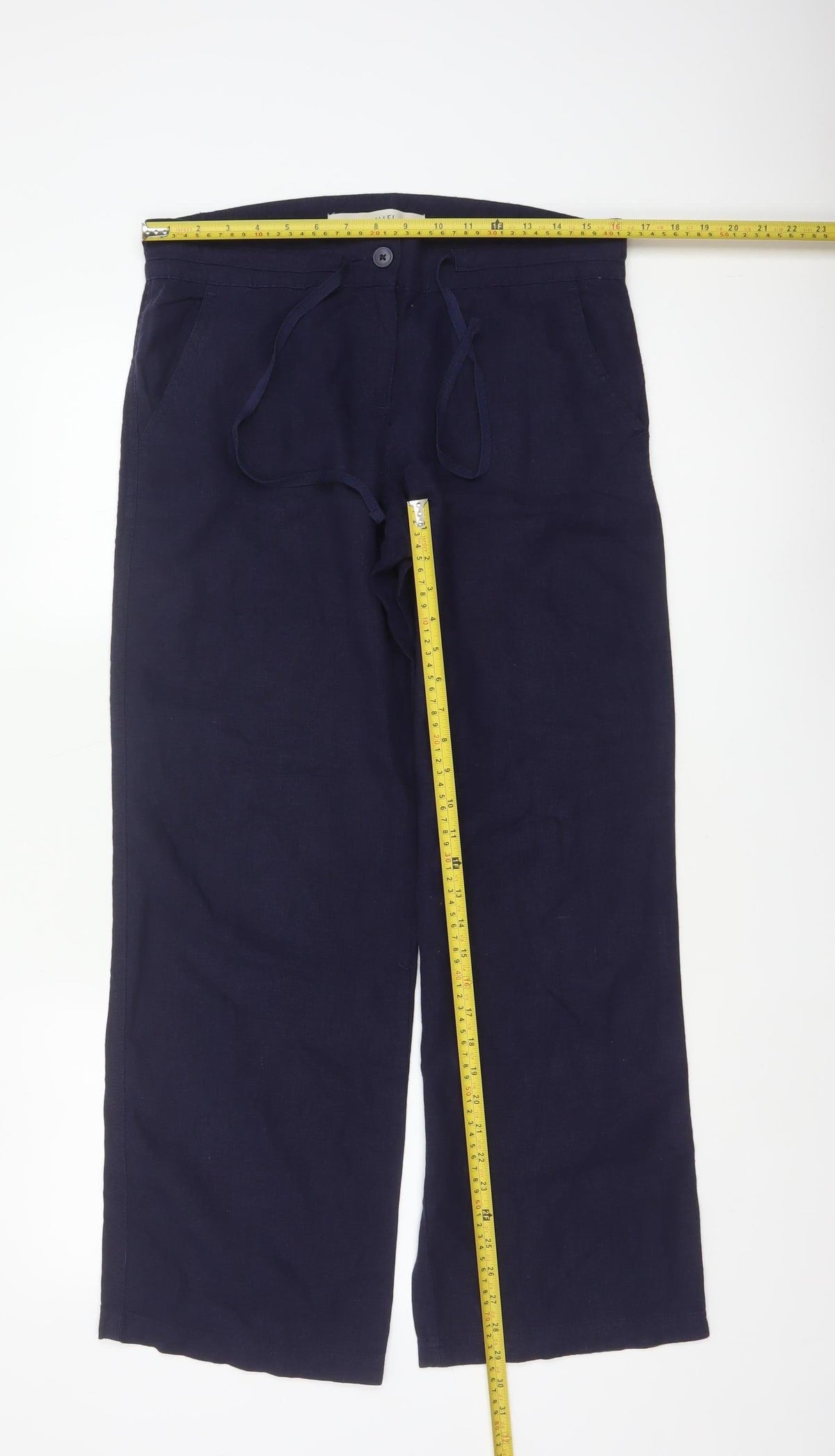 Next Parallel Women’s Blue Linen Wide-Leg Trousers UK 10 Regular