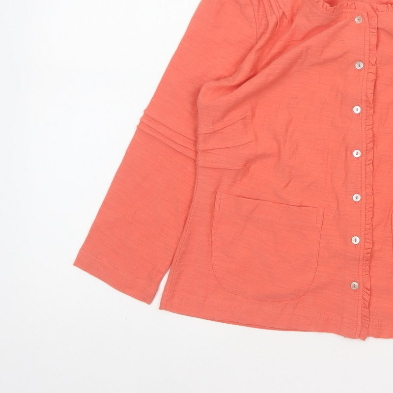 Adini Women Orange XS Cotton Ruffle Button-Up Long Sleeve Top