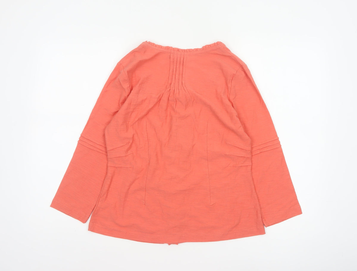 Adini Women Orange XS Cotton Ruffle Button-Up Long Sleeve Top