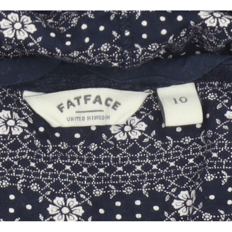 FatFace Women’s Blue Floral Long Sleeve Button Jersey Top UK 10