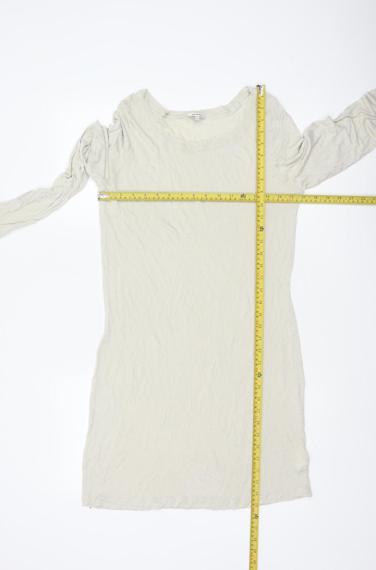 Sandwich Women Ivory L Knee Length Shift Jersey Long Sleeve Dress