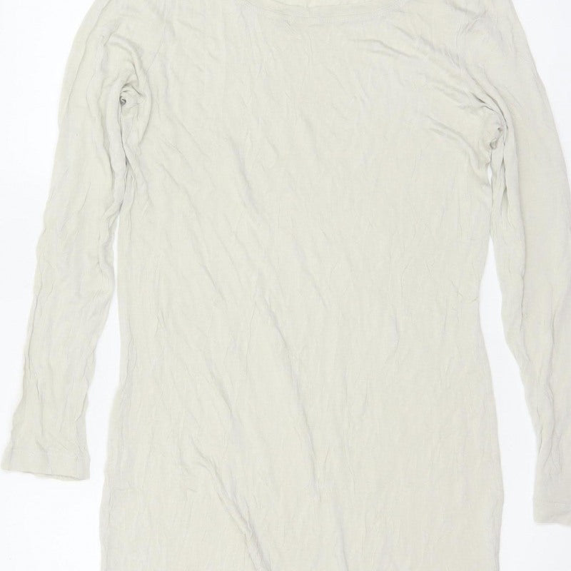 Sandwich Women Ivory L Knee Length Shift Jersey Long Sleeve Dress
