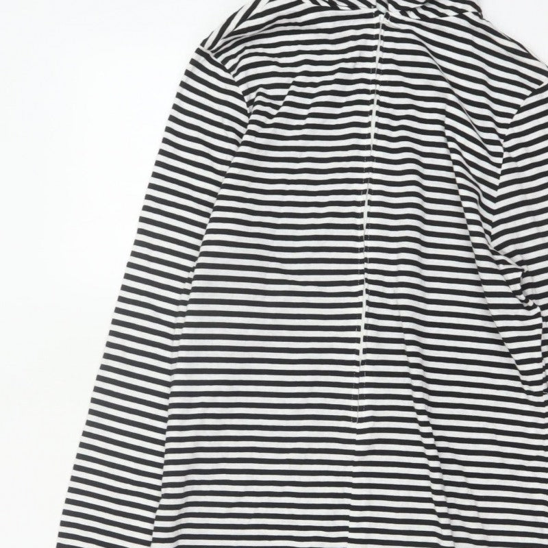 Pop England Women's Black Stripe UK 4 Shift Dress Roll Neck Cotton
