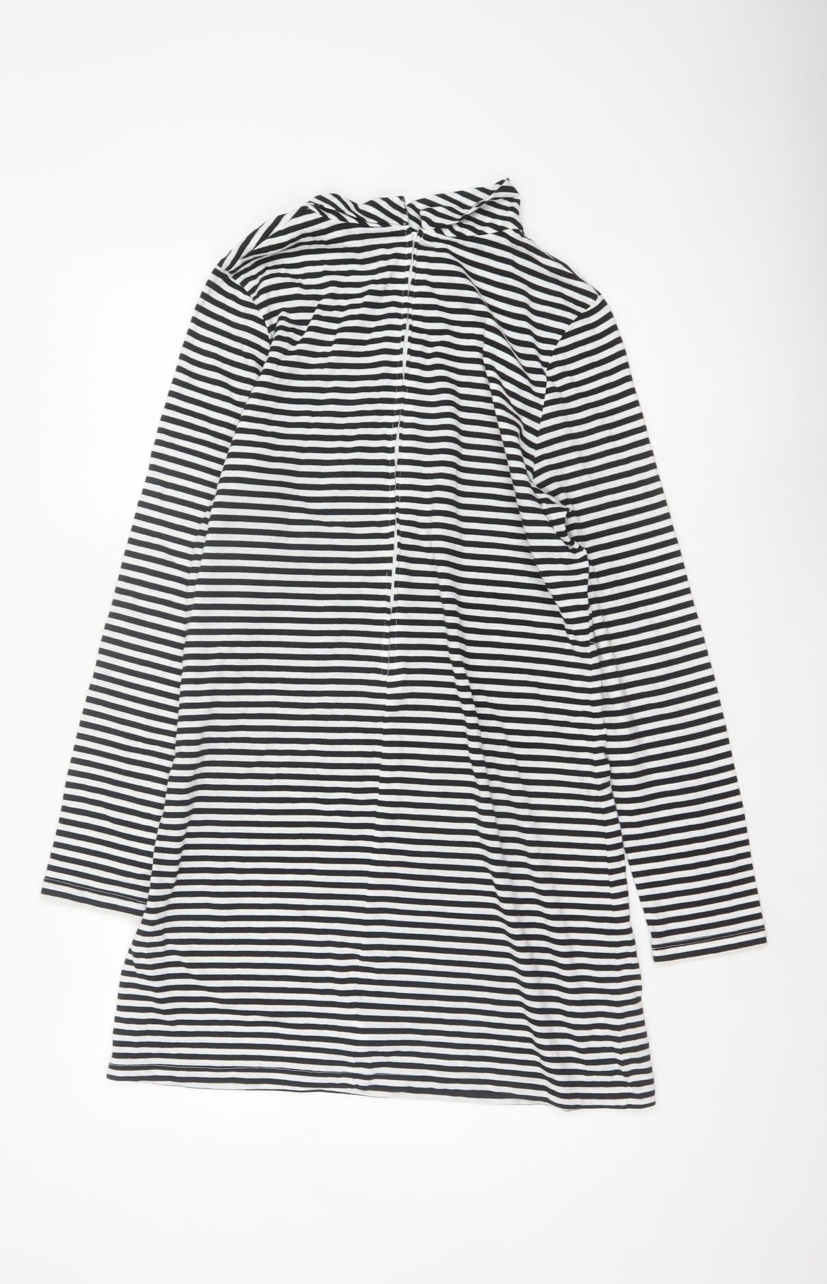 Pop England Women's Black Stripe UK 4 Shift Dress Roll Neck Cotton