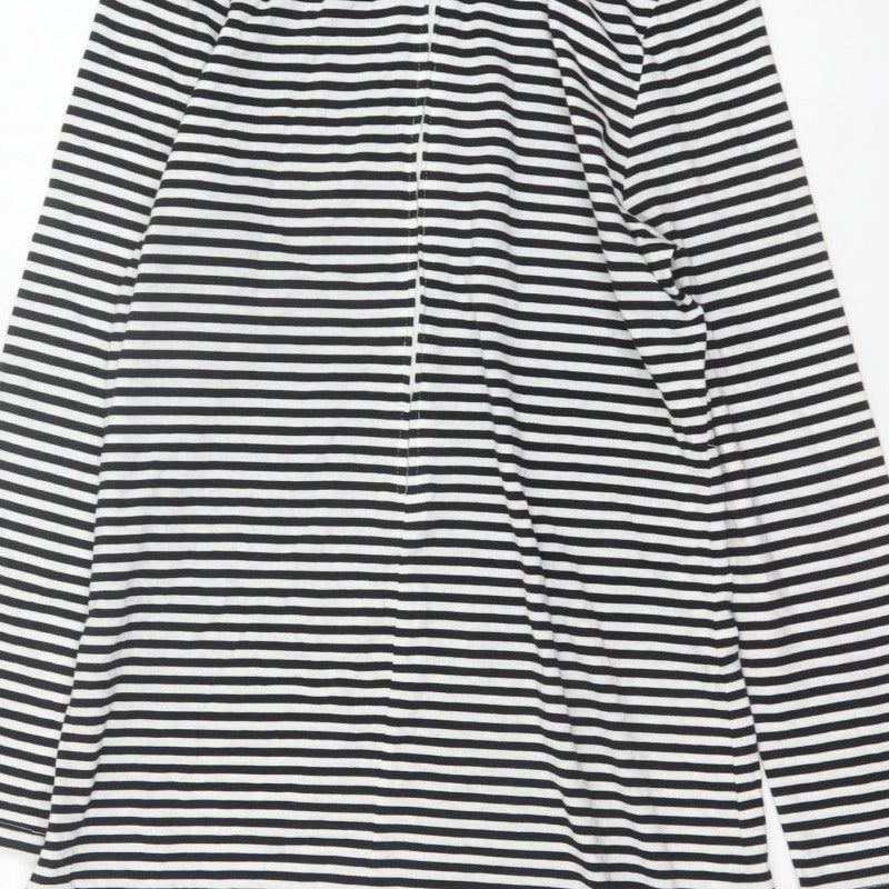 Pop England Women's Black Stripe UK 4 Shift Dress Roll Neck Cotton