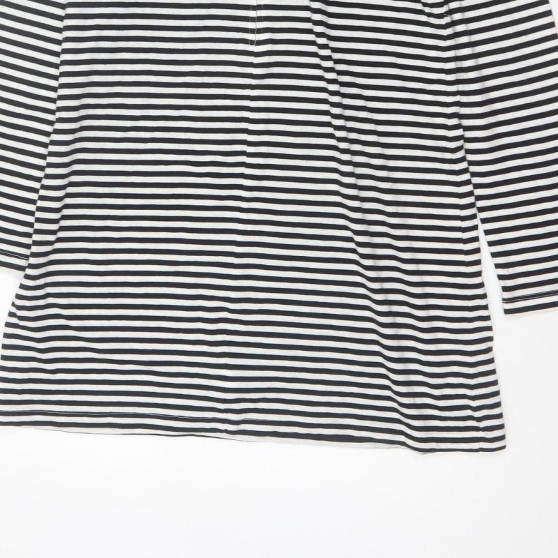 Pop England Women's Black Stripe UK 4 Shift Dress Roll Neck Cotton
