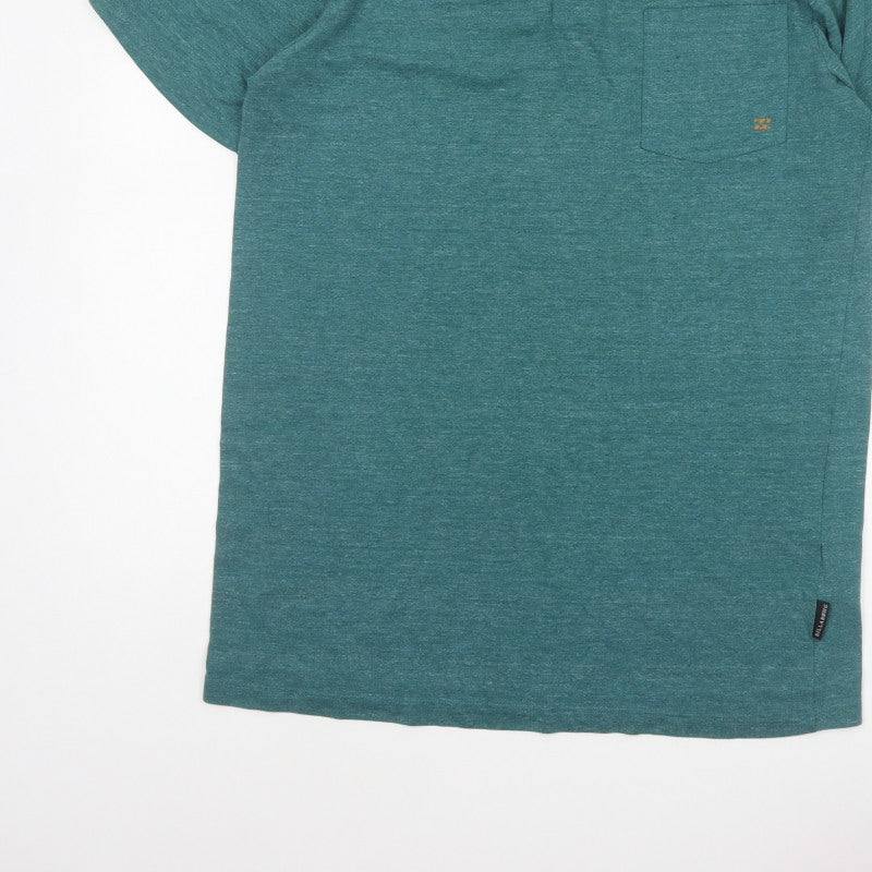 Billabong Men's Green Marl Logo Pocket Polo Shirt Size L