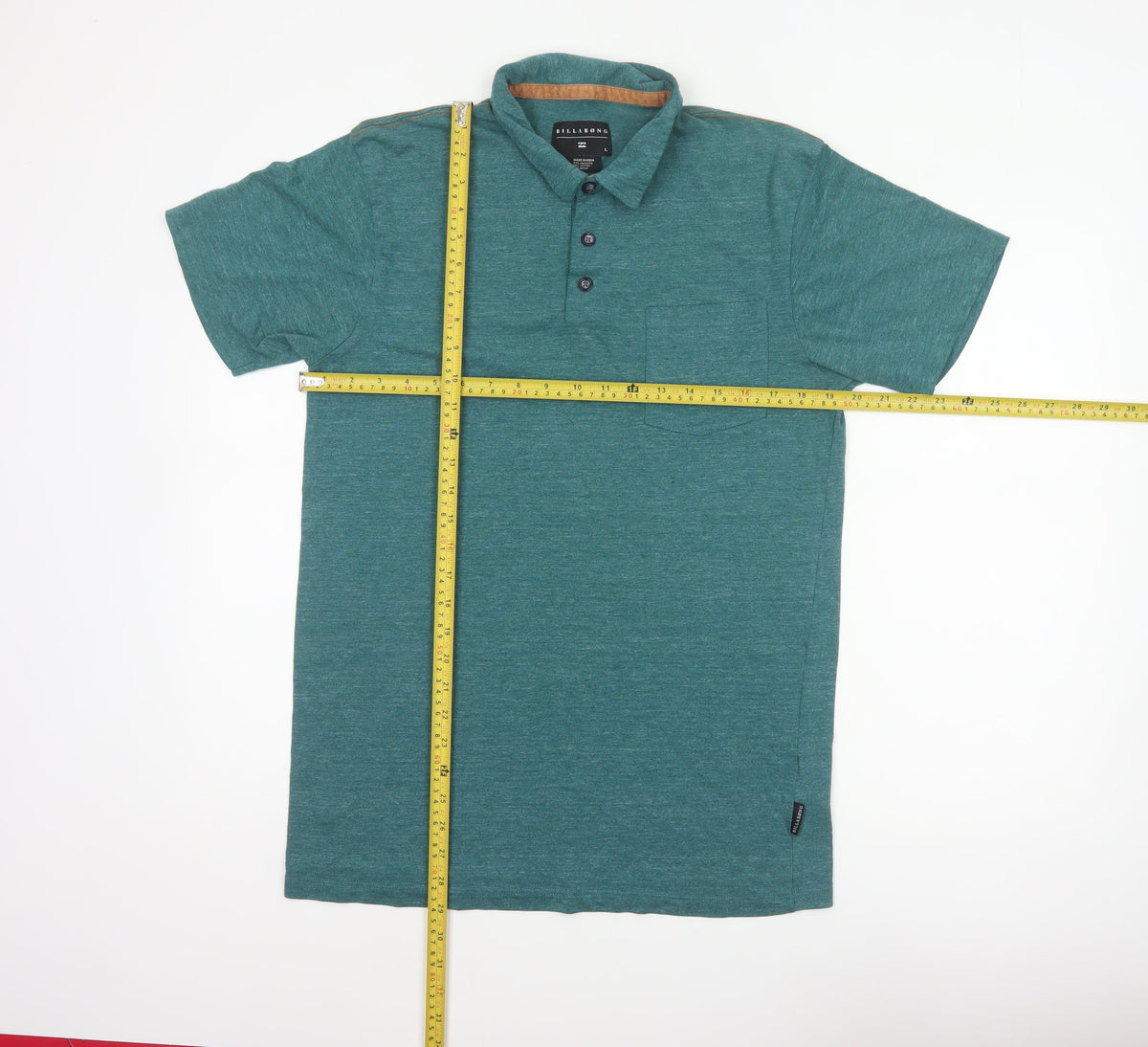 Billabong Men's Green Marl Logo Pocket Polo Shirt Size L