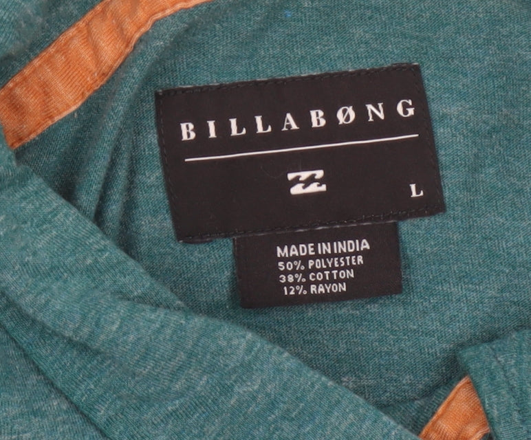 Billabong Men's Green Marl Logo Pocket Polo Shirt Size L