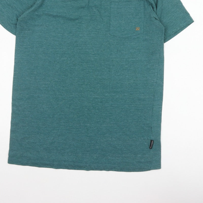 Billabong Men's Green Marl Logo Pocket Polo Shirt Size L
