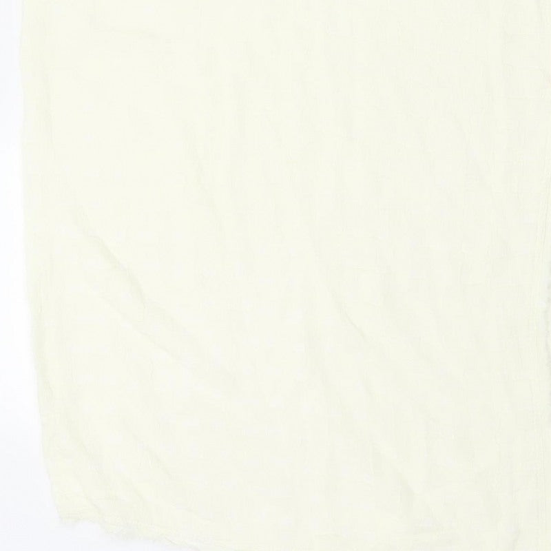 Zara Women Ivory XS Long Sheath Dress Sleeveless Frayed Trim