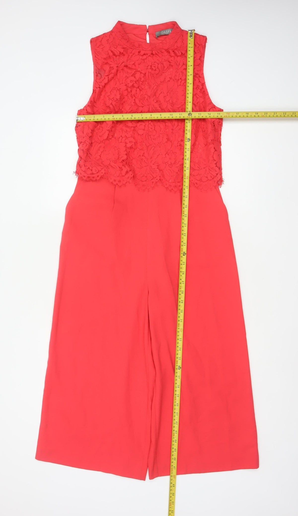 Oasis Women Red Size 10 Lace Wide Leg Sleeveless Jumpsuit Formal