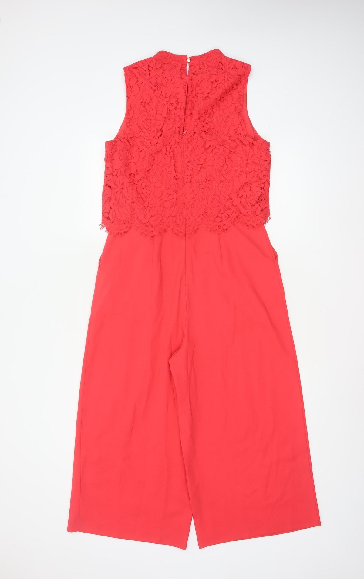 Oasis Women Red Size 10 Lace Wide Leg Sleeveless Jumpsuit Formal