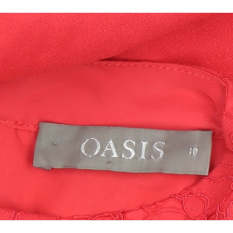 Oasis Women Red Size 10 Lace Wide Leg Sleeveless Jumpsuit Formal