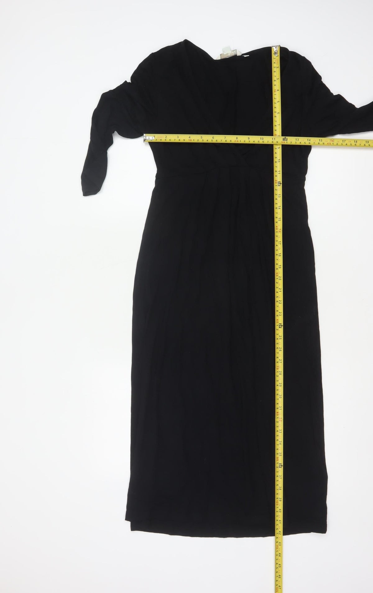 Boden Women Black UK 12 Maxi V-Neck Long Sleeve Stretch Dress